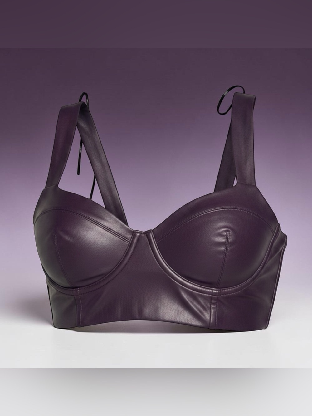 Zara Deep Plum Faux Leather Bustier Bra
